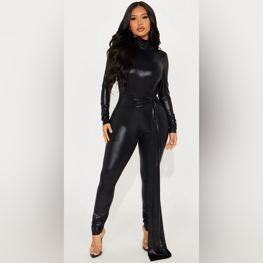 Brand New Fashion Nova Straight To The Disco Jumpsuit  Black